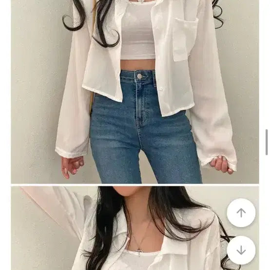 [BUNJANG] Sheer Cropped Blouse Shirt / 에이블리 시스루 크롭 남방 셔츠 판매