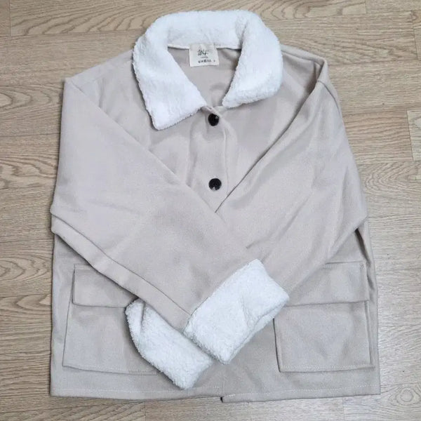 [BUNJANG] Beige Faux Fur Collar Jacket / 베이지색 퍼 카라 자켓