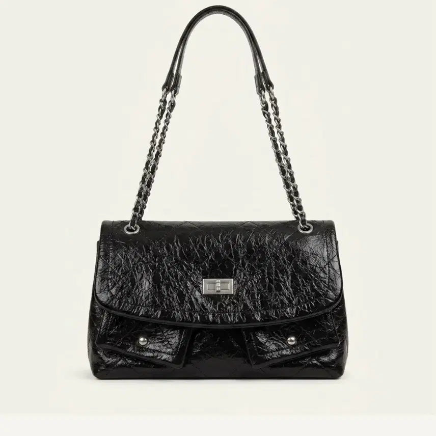 [BUNJANG] Quilted Chain Shoulder Bag Black / 퀄팅 체인 숄더백 블랙