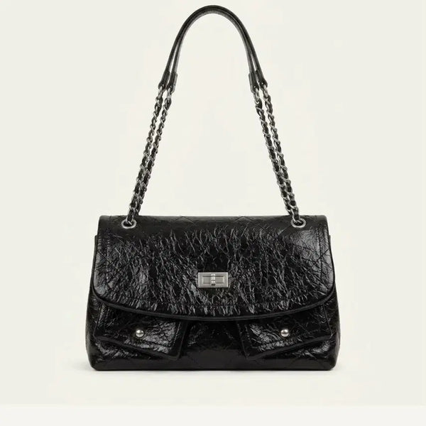 [BUNJANG] Quilted Chain Shoulder Bag Black / 퀄팅 체인 숄더백 블랙