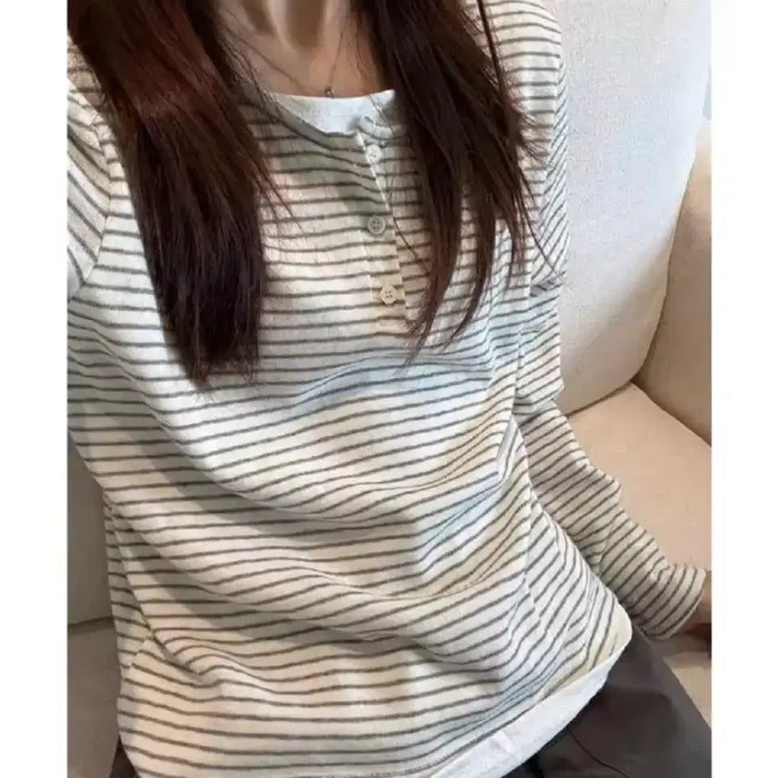 [BUNJANG] Stripe Long Sleeve T-Shirt / 스트라이프 긴팔