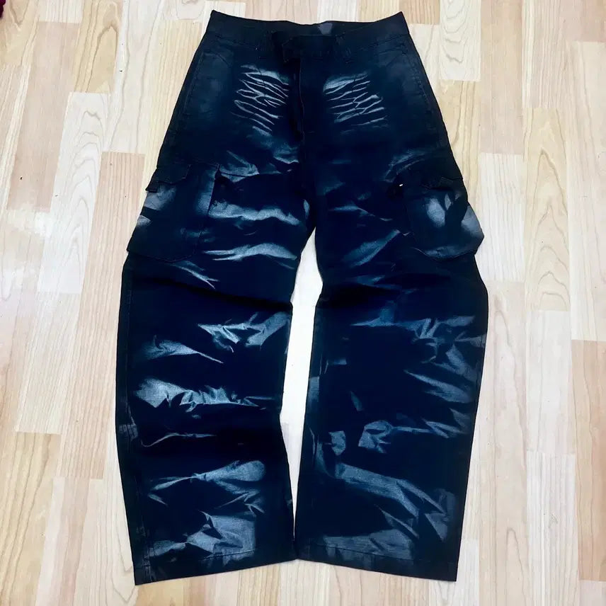 [BUNJANG] Vintage Wrinkle Painting Oversized Cargo Pants / (32) 빈티지 주름 페인팅 오버사이즈 카고팬츠
