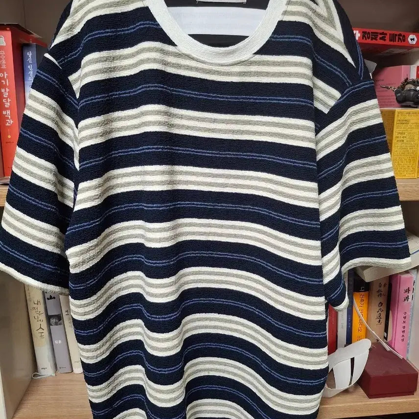 [BUNJANG] Beyond Closet Stripe Short Sleeve Knit T-Shirt / [L] 비욘드클로젯 니트 스트라이프 반팔티셔츠