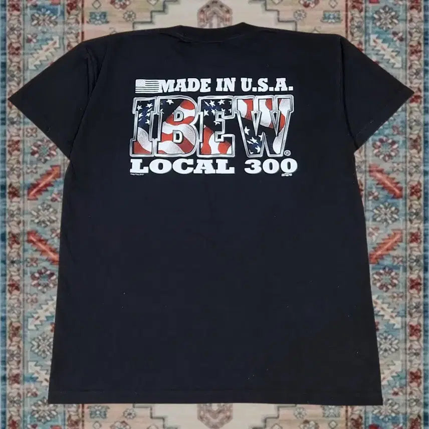 [BUNJANG] Bayside Made In USA IBEW Pocket T-Shirt - L / 베이사이드 Made In USA IBEW 포켓 블랙 티셔츠 L