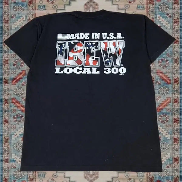 [BUNJANG] Bayside Made In USA IBEW Pocket T-Shirt - L / 베이사이드 Made In USA IBEW 포켓 블랙 티셔츠 L