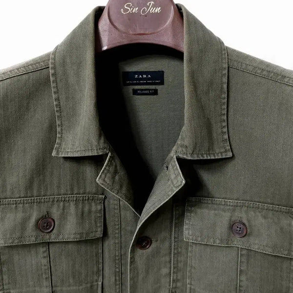 [BUNJANG] Zara Herringbone Cotton Relaxed Fit Blazer XL / 자라 헤링본 코튼 105~110