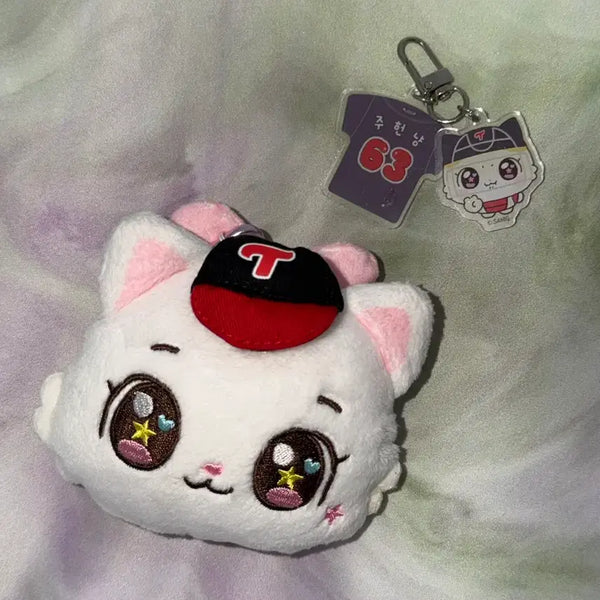 [BUNJANG] LG Twins Wishcat Lee Ju-heon Keyring & Coin Pouch Bundle Set / (일괄) LG 트윈스 엘지 위시캣 키링 이주헌 + 동전 파우치
