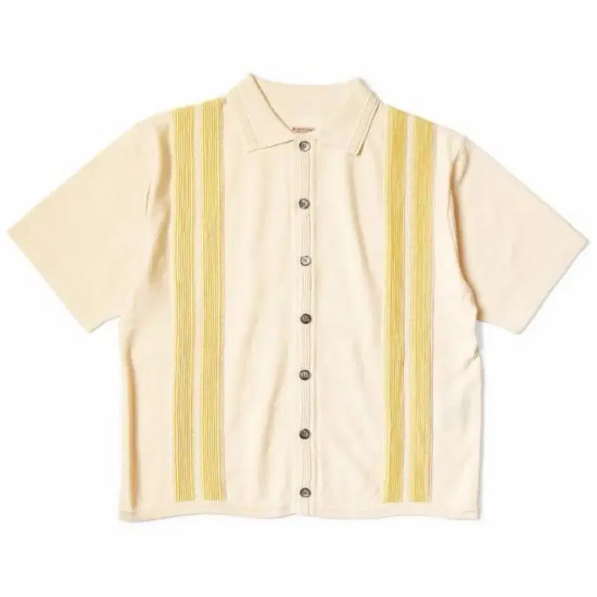 [BUNJANG] Kapital Polo Yellow Stripe Short Sleeve T-Shirt / 캐피탈 폴로 옐로우