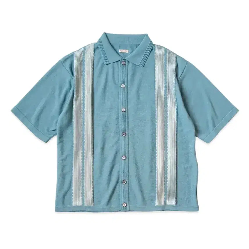 [BUNJANG] Kapital Polo T-Shirt Blue Striped / 캐피탈 폴로 블루