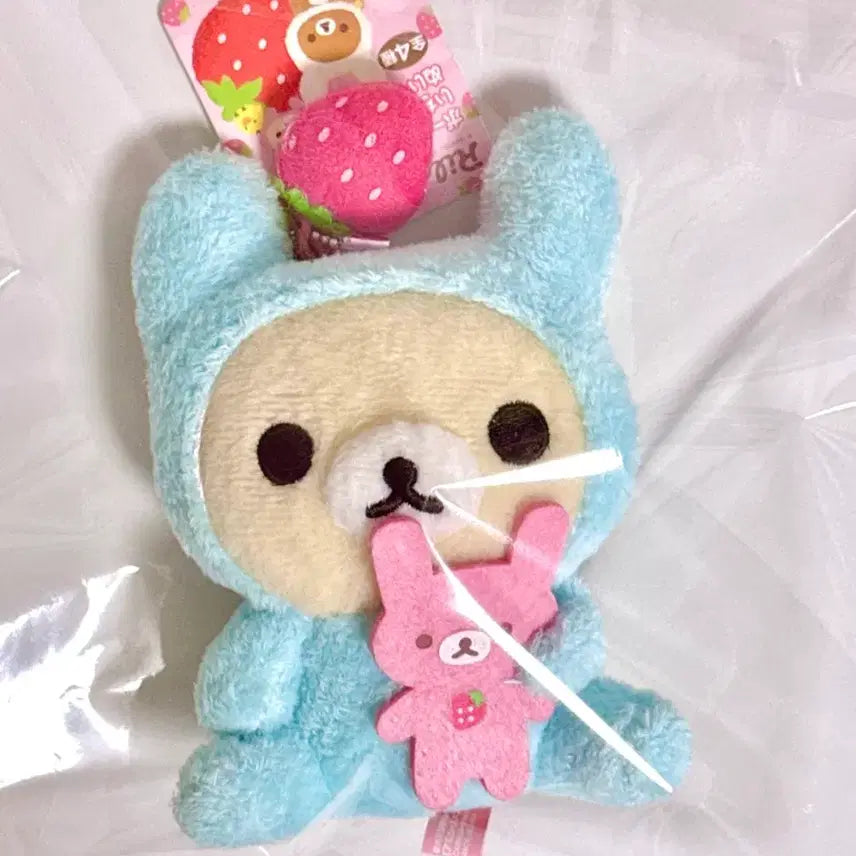 [BUNJANG] Rilakkuma Korilakkuma Strawberry Rabbit Plush (Sky Blue) / 코리락쿠마 딸기 우사기 토끼 하늘색우사기 이치고 인형