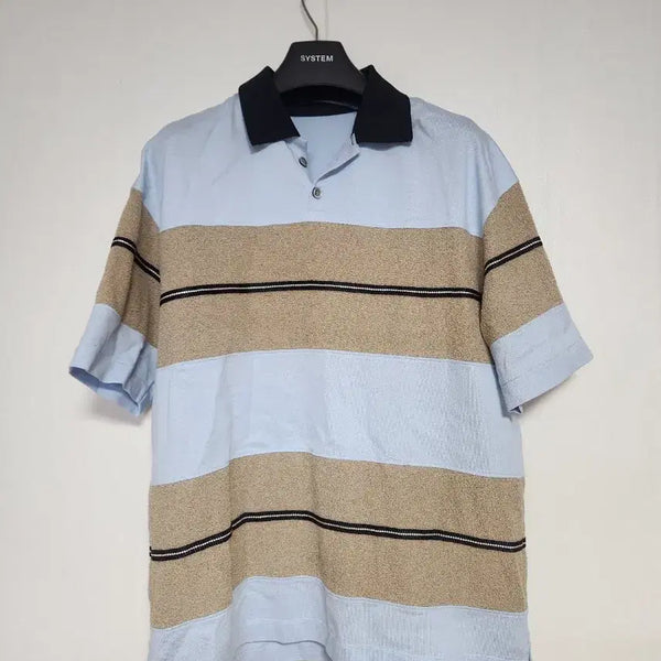 [BUNJANG] TIME HOMME Collar Knit Short Sleeve Sky Navy / (새상품) TIME HOMME 타임 옴므 카라 니트 반팔 스카이 네이비 100~105