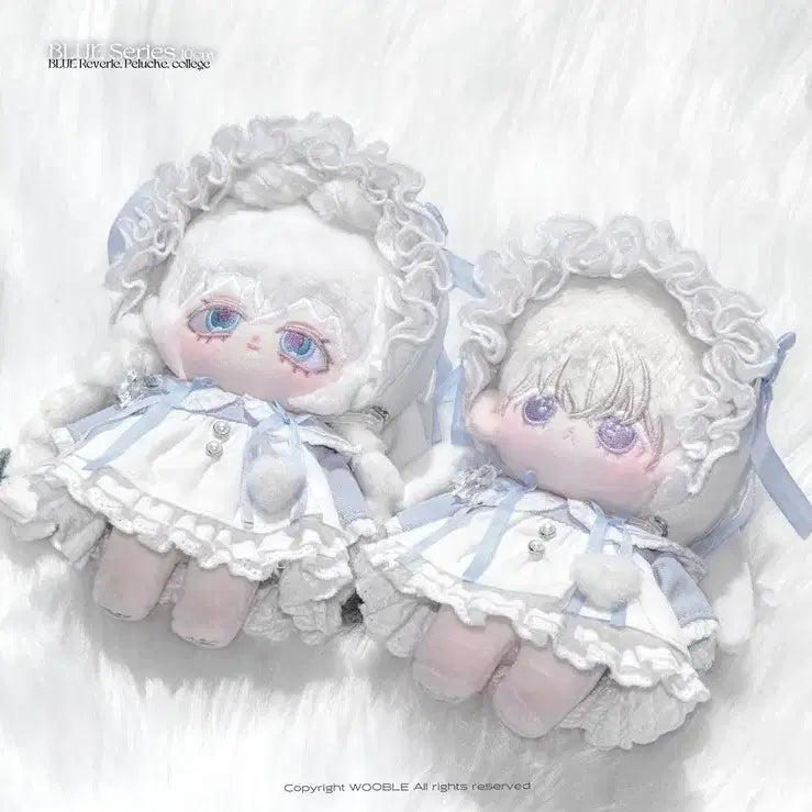 [BUNJANG] 10cm Plush Figure Outfit Lovely Look Set with Bonnet and Ribbon / 10cm 플르슈 우블 연하늘 옷장 블루시리즈 무속성 솜인형의상 Peluche 리본 러블리룩