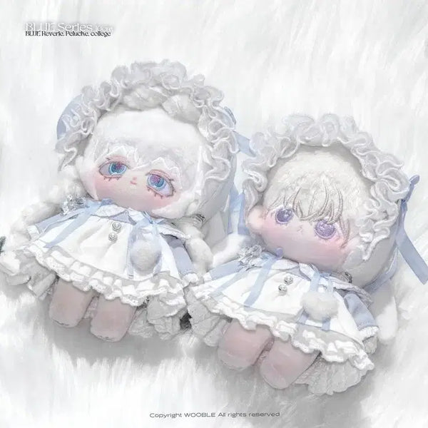[BUNJANG] 10cm Plush Figure Outfit Lovely Look Set with Bonnet and Ribbon / 10cm 플르슈 우블 연하늘 옷장 블루시리즈 무속성 솜인형의상 Peluche 리본 러블리룩