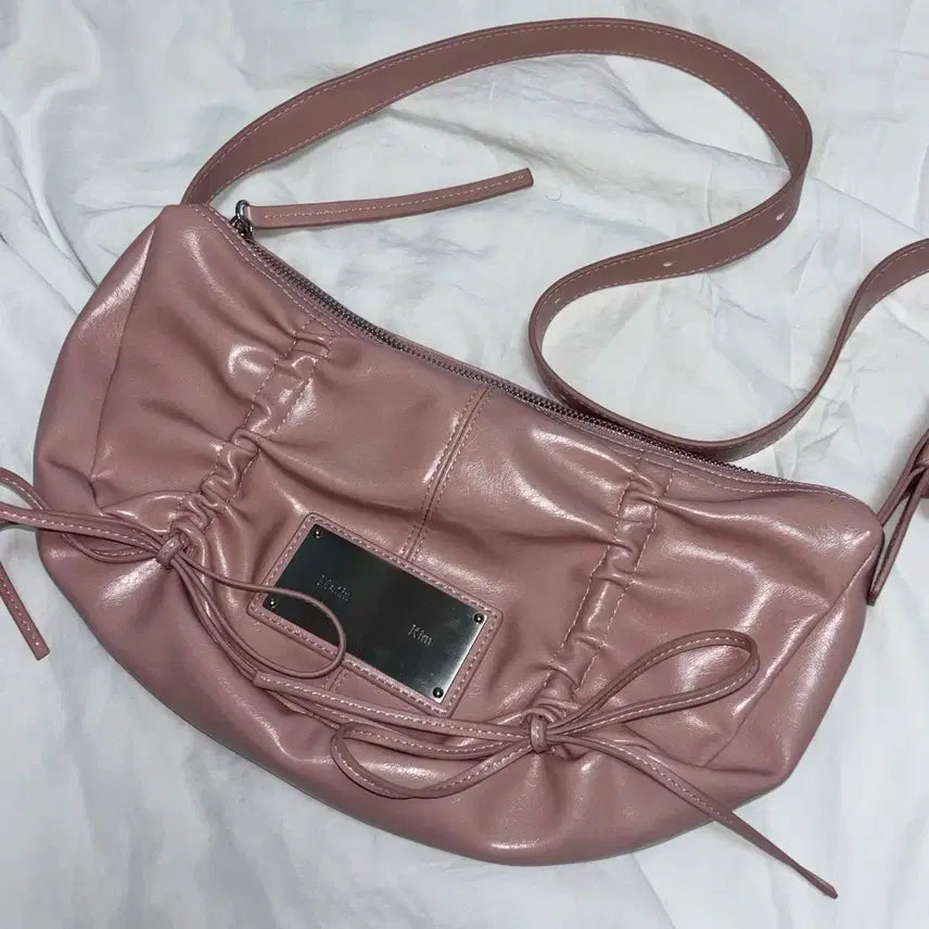 [BUNJANG] Matinkim Half Shirring Ribbon Round Bag Pink / !!미착용!! 발레코어 마뗑킴 하프 셔링 리본 라운드백 핑크