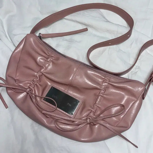 [BUNJANG] Matinkim Half Shirring Ribbon Round Bag Pink / !!미착용!! 발레코어 마뗑킴 하프 셔링 리본 라운드백 핑크