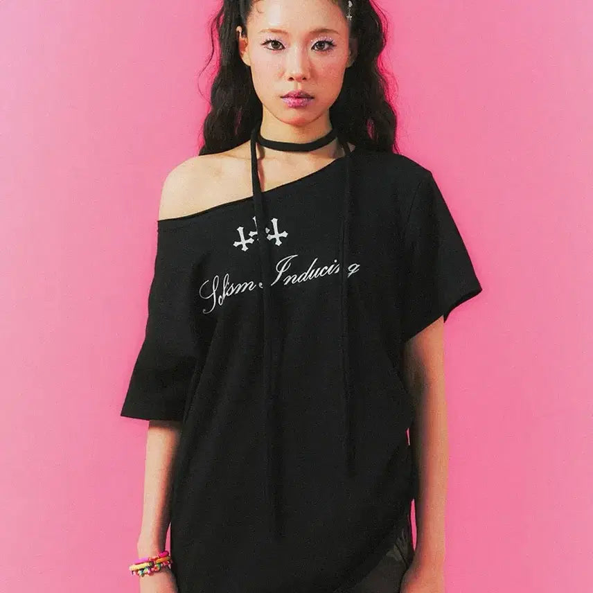 [BUNJANG] SKYZM Inducing Cross String T-Shirt / 스키즘 인듀싱 크로스 스트링 티셔츠