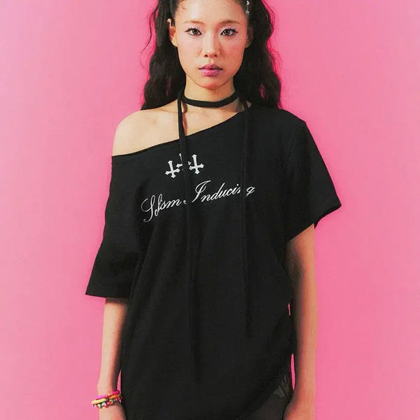 [BUNJANG] SKYZM Inducing Cross String T-Shirt / 스키즘 인듀싱 크로스 스트링 티셔츠