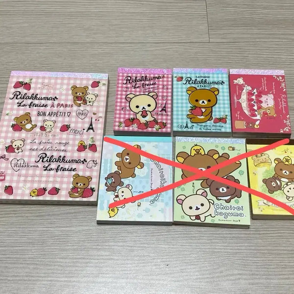 [BUNJANG] Rilakkuma Mini Memo Pad - Strawberry Check Paris Kogyuma Clover Honey / 고전 리락쿠마 미니 메모지 딸기 체크 파리 코구마 클로버 꿀