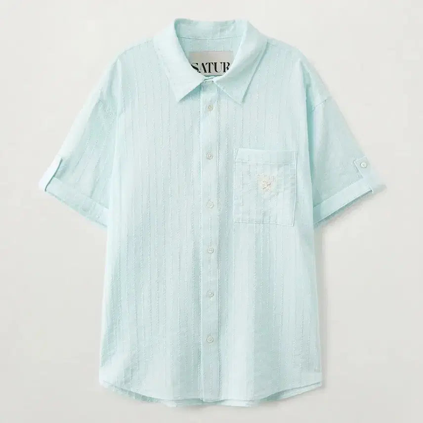 [BUNJANG] Setter Roll-up Half Shirt Sky Blue / 세터 롤업 하프 셔츠 스카이 블루