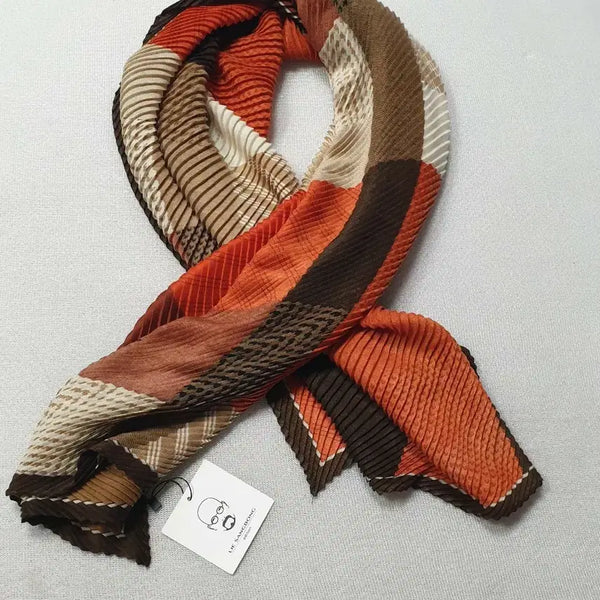 [BUNJANG] Lee Sang Bong Pleated Scarf Muffler / 이상봉 플리츠 스카프 주름 머플러 오렌지 브라운