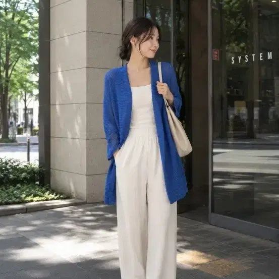 [BUNJANG] System Blue Knit Cardigan / 시스템 블루 니트 가디건