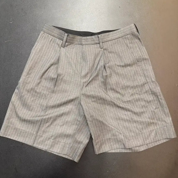[BUNJANG] Dusty White Stripe Pintuck Shorts (M) / 더스티화이트 스트라이프 핀턱 반바지 M