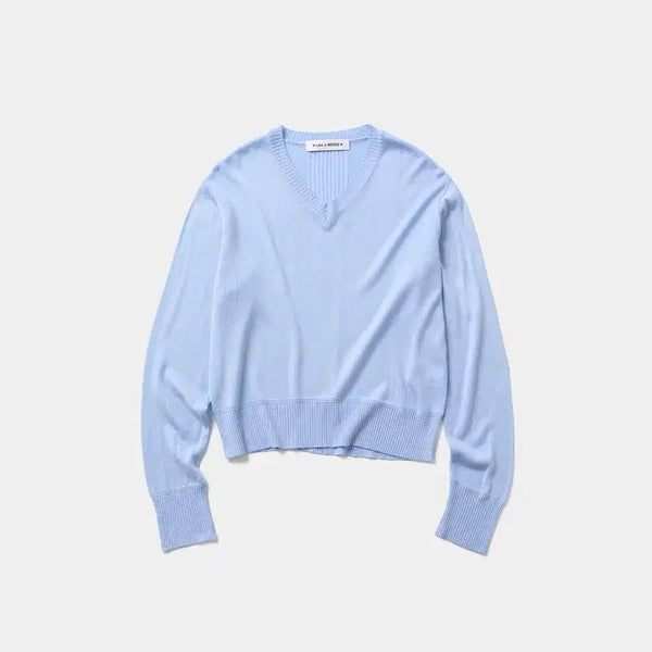 [BUNJANG] Line V-Neck Knit Light Blue / Line vneck knit_Light blue