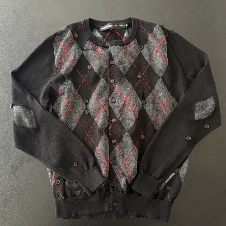 [BUNJANG] Spencer Badu Argyle Pattern Mesh Cardigan / Spencer Badu 아가일 패턴 메시 가디건