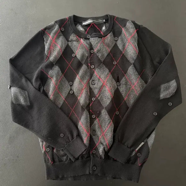 [BUNJANG] Spencer Badu Argyle Pattern Mesh Cardigan / Spencer Badu 아가일 패턴 메시 가디건
