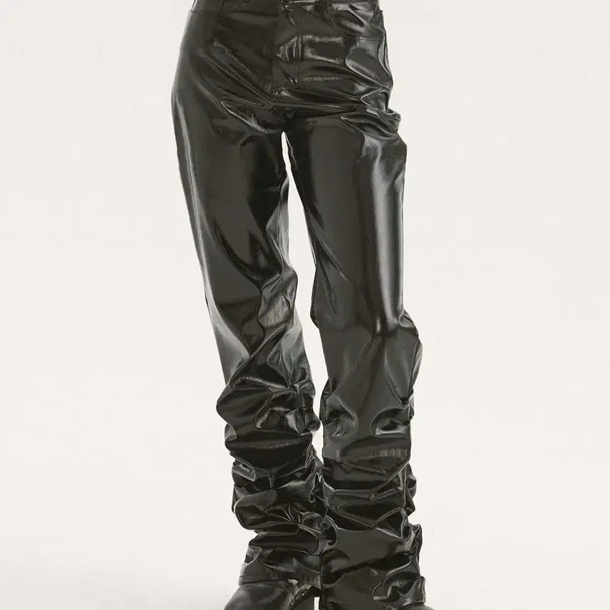 [BUNJANG] Centaur Shirring Leather Pants Black S / 센토르 SHIRRING LEATHER PANTS 에나멜 셔링 팬츠 블랙 S