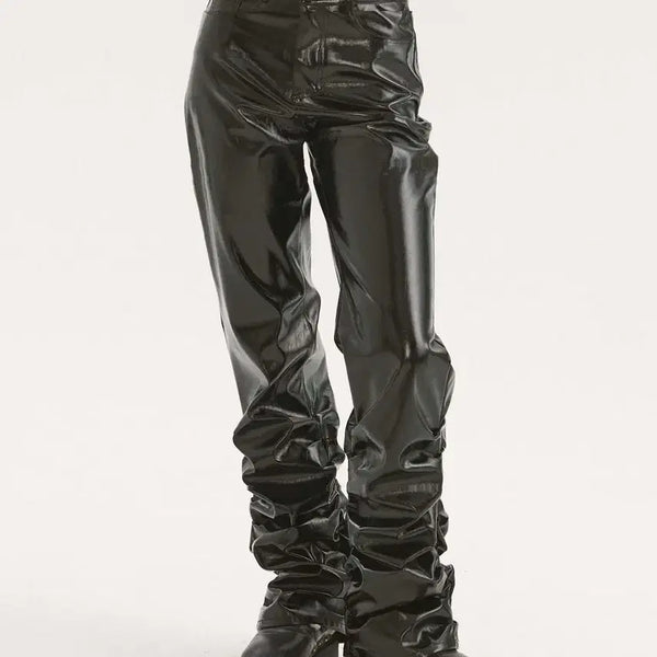 [BUNJANG] Centaur Shirring Leather Pants Black S / 센토르 SHIRRING LEATHER PANTS 에나멜 셔링 팬츠 블랙 S