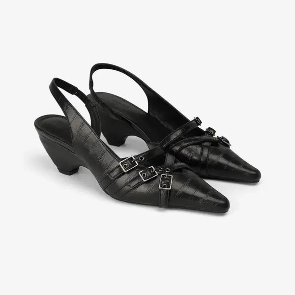 [BUNJANG] Dainnit Buckle Strap Slingbacks in Black / 새상품) 다이닛 슬링백 BUCKLE STRAP SLINGBACKS IN BLACK
