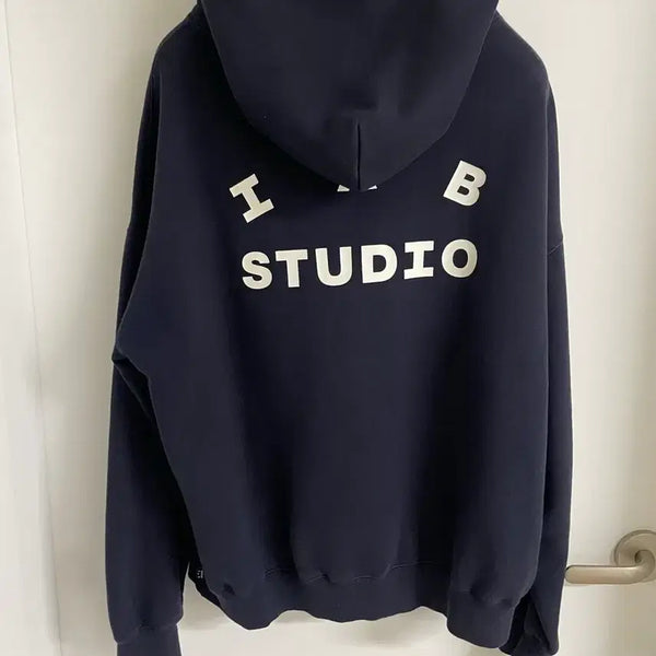 [BUNJANG] IAB Studio Navy Hooded Pants Set / 아이앱 스튜디오 네이비 후드 팬츠 세트