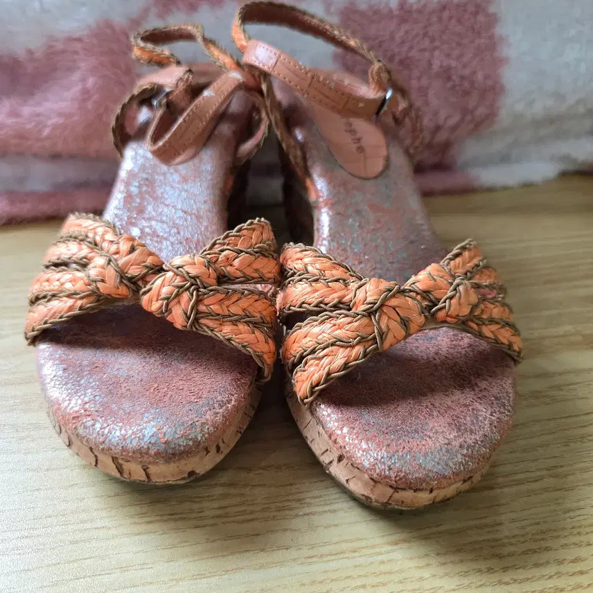 [BUNJANG] Women's Sandals - Orange Woven Detail / (중고) 여성 샌들