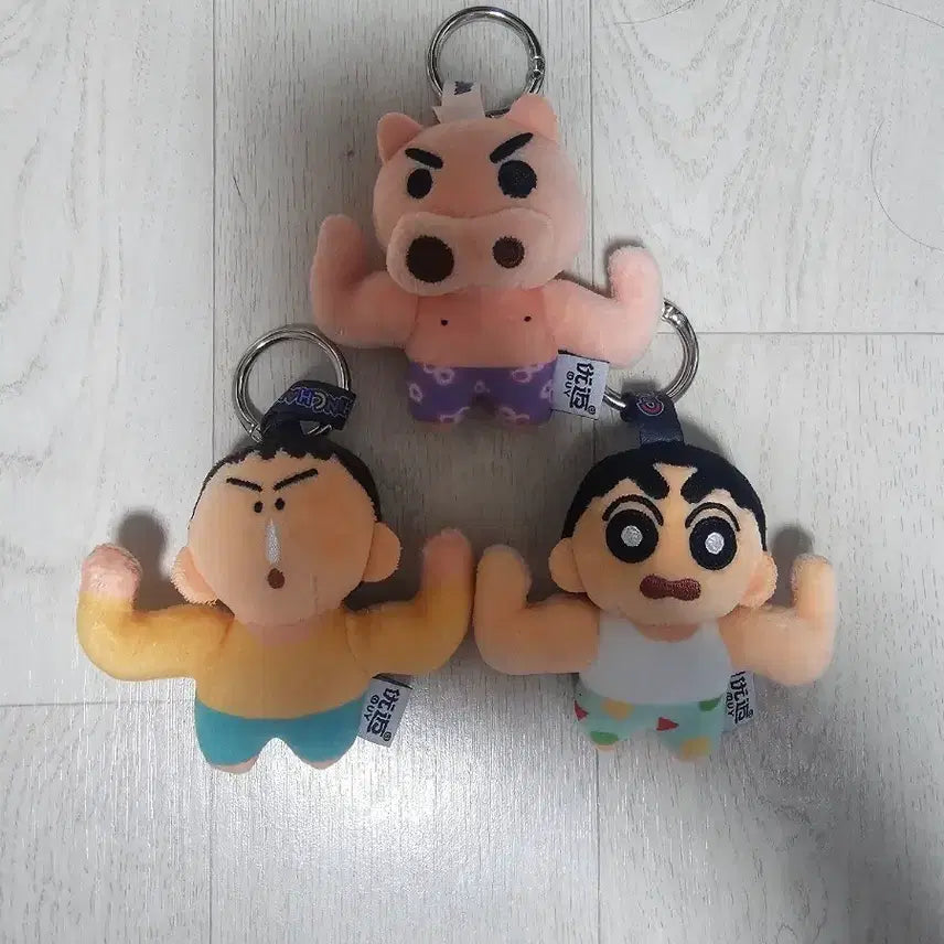 [BUNJANG] Crayon Shin-chan Muscleman Figure Keyring Set (Shin-chan, Evil Emperor BF, Harry) / 짱구는못말려 근육맨 인형키링세트 (짱구, 부리부리대마왕, 맹구) (일괄)
