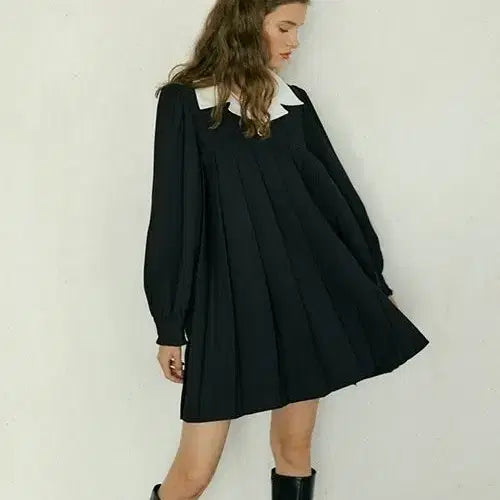 [BUNJANG] More Than Like Pleats Mini Dress / 모어댄라이크 플리츠 미니 원피스 55~77 프리사이즈