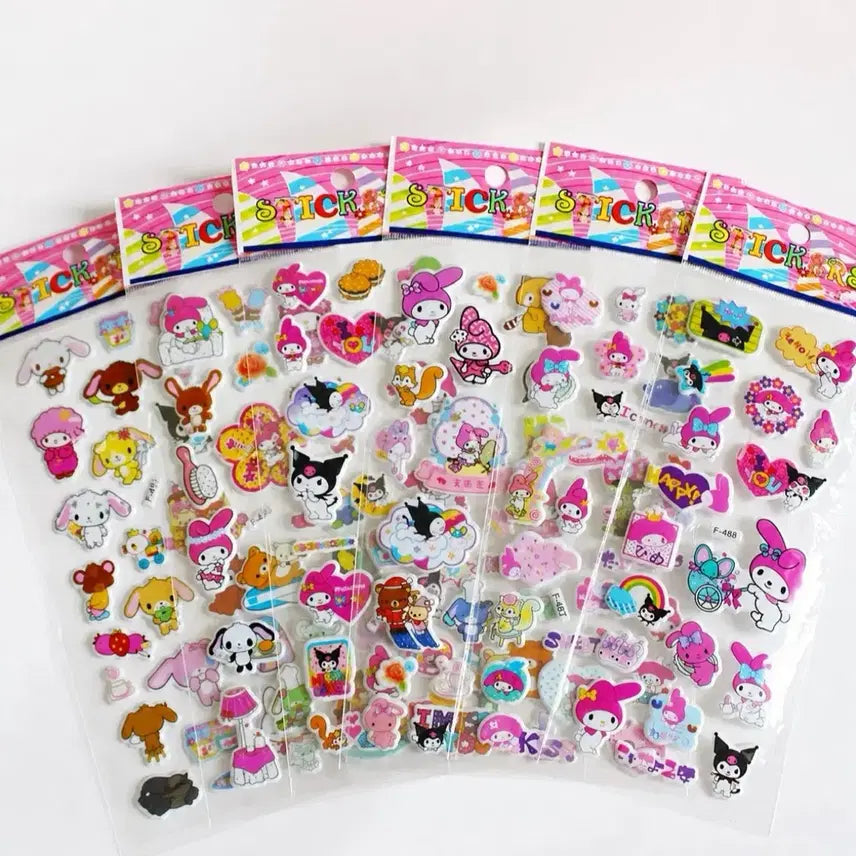 [BUNJANG] Classic My Melody Embossed 3D Stickers / (무중복6장) 고전 마이멜로디 엠보싱 입체 스티커