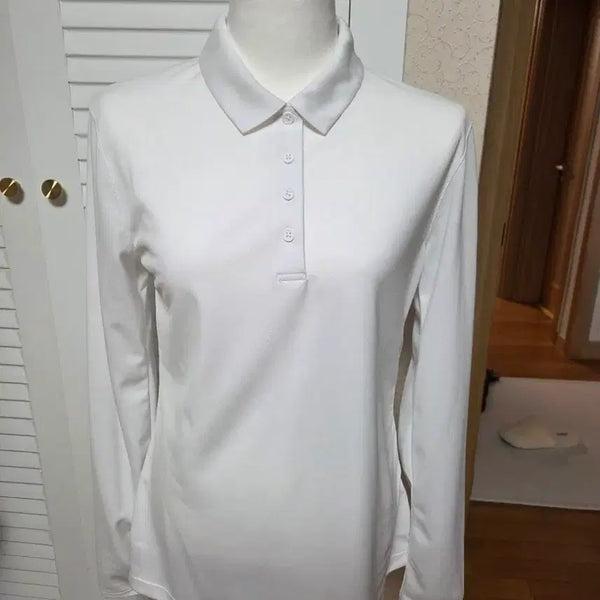 [BUNJANG] Nike Women's Dri-FIT Long Sleeve Golf Polo Shirt White M / 나이키 여성 드라이핏 긴팔 골프 카라티 화이트 M