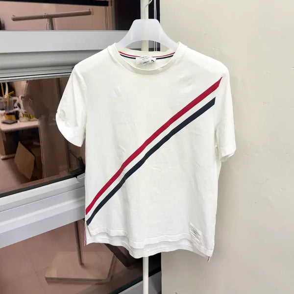 [BUNJANG] Thom Browne Diagonal Tricolor Stripe Short Sleeve T-Shirt / [2 size] *정품* 톰브라운 다이아고널 트라이컬러 스트라이프 반팔 티셔츠