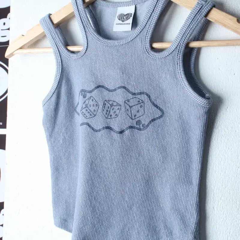 [BUNJANG] Love is True Ribbed Sleeveless T-shirt Blue / W(F) 러브이즈트루 반팔 티셔츠 민소매 나시 골지 블루-H36942