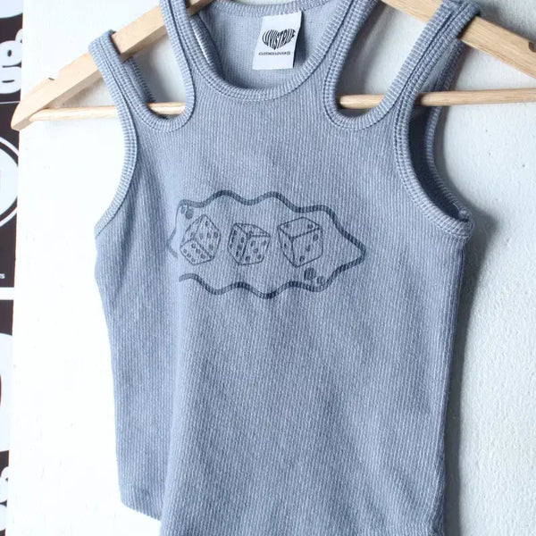 [BUNJANG] Love is True Ribbed Sleeveless T-shirt Blue / W(F) 러브이즈트루 반팔 티셔츠 민소매 나시 골지 블루-H36942