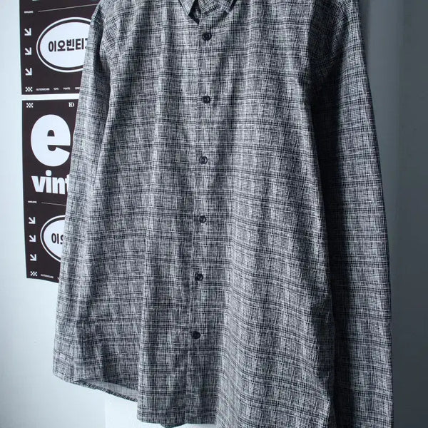 [BUNJANG] Ziozia Patterned Oversized Shirt Black / (2XL) 지오지아 셔츠 남방 빅사이즈 패턴 블랙 아메카지-H36893
