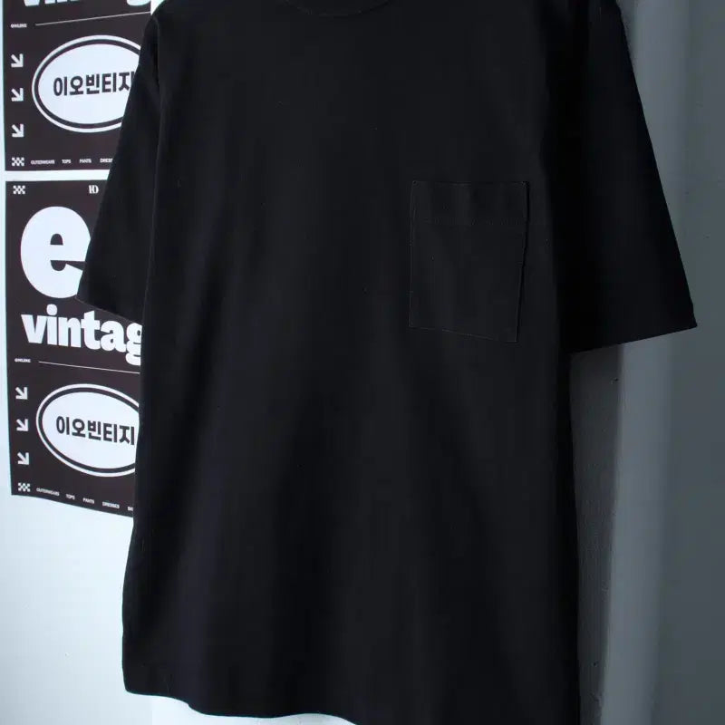 [BUNJANG] 8 Seconds Basic Heavy Cotton Pocket T-Shirt Black / (M) 에잇세컨즈 반팔 티셔츠 포켓 무지 블랙 헤비-H36899