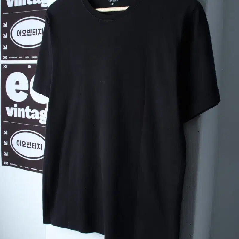 [BUNJANG] Musinsa Standard Basic T-Shirt Black / (M-L) 무신사 스탠다드 반팔 티셔츠 무지 블랙 기본-H36905