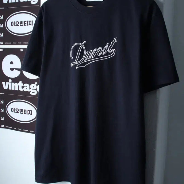 [BUNJANG] DUNST Half Sleeve T-Shirt Lettering Navy / (L-XL) 던스트 반팔 티셔츠 부분이염 레터링 네이비 놈코어-H36915