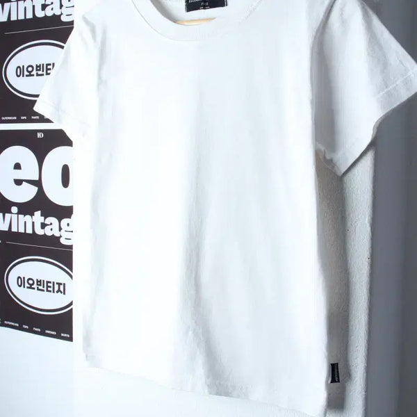 [BUNJANG] MUAHMUAH Semi-Crop T-Shirt White / W(F) 무아무아 반팔 티셔츠 무지 화이트 세미크롭-H36919
