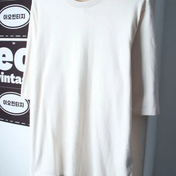 [BUNJANG] Uniqlo U-Line Knit Short-Sleeve T-Shirt White / (XL-2XL) 유니클로 반팔 티셔츠 U라인 니트 화이트-H36923