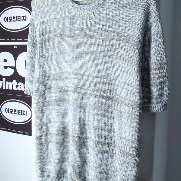 [BUNJANG] In Tempo Mood Striped Color Mix Half Sleeve T-Shirt / (M-L) 인템포무드 반팔 티셔츠 니트 스트라이프 컬러믹스-H36924
