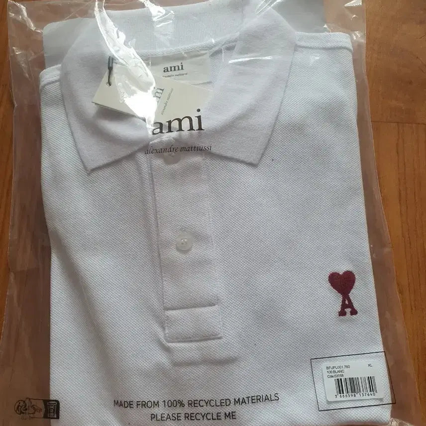 [BUNJANG] AMI Short Sleeve Polo Shirt White XL / 아미 반팔 카라티 화이트xl