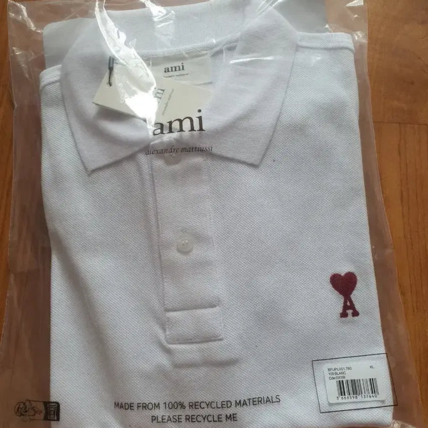 [BUNJANG] AMI Short Sleeve Polo Shirt White XL / 아미 반팔 카라티 화이트xl